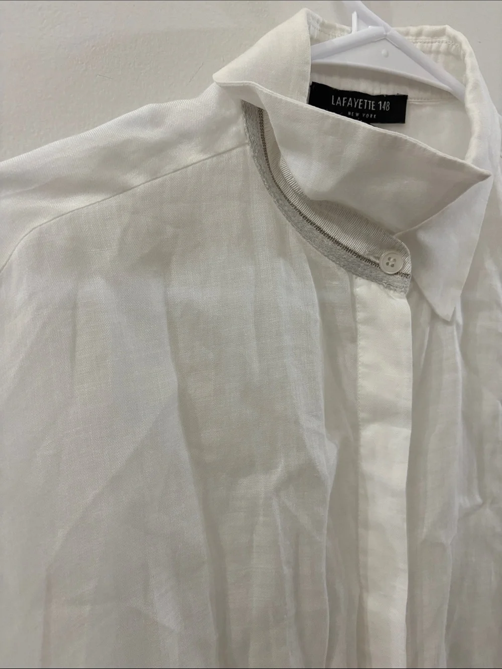 Lafayette 148 women’s Linen Blend White Button-Up Shirt - small - Picture 3 of 5